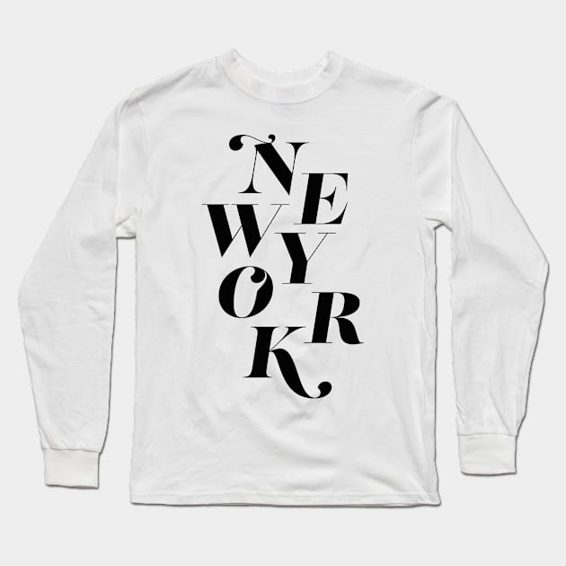 Haute Leopard New York Graphic Typography Artwork Souvenir Long Sleeve T-Shirt by Haute Leopard